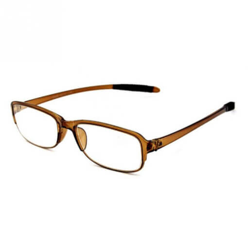 Fertiglesebrille lightweight braun gummierte Bügel