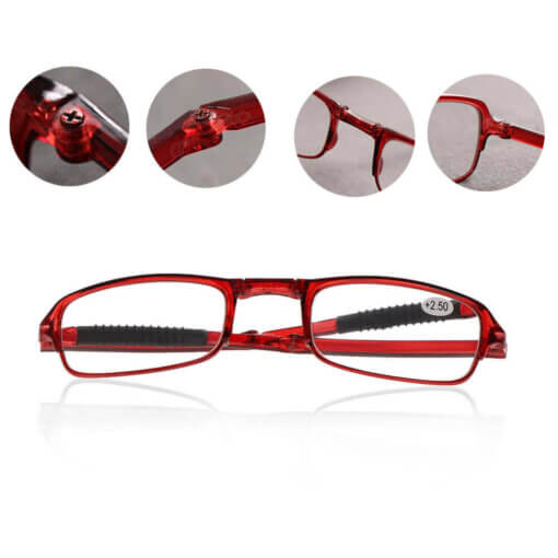 Lesebrille faltbar Kunststoff mit Etui rot